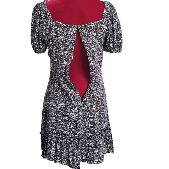 NEW Without Tags - Altar'd State Cassia Dress Black & Ivory Short Sleeve, Large - Picture 9 of 11